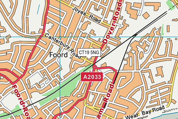 CT19 5NG map - OS VectorMap District (Ordnance Survey)