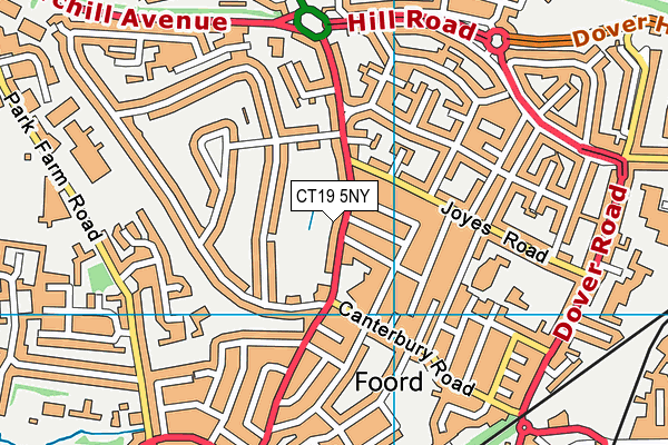 CT19 5NY map - OS VectorMap District (Ordnance Survey)