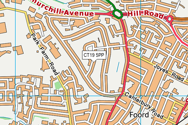 CT19 5PP map - OS VectorMap District (Ordnance Survey)