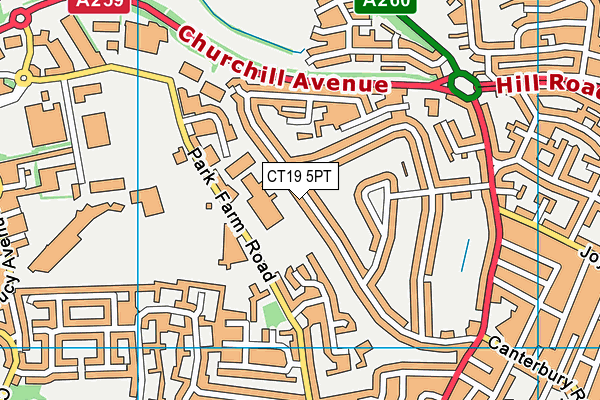 CT19 5PT map - OS VectorMap District (Ordnance Survey)