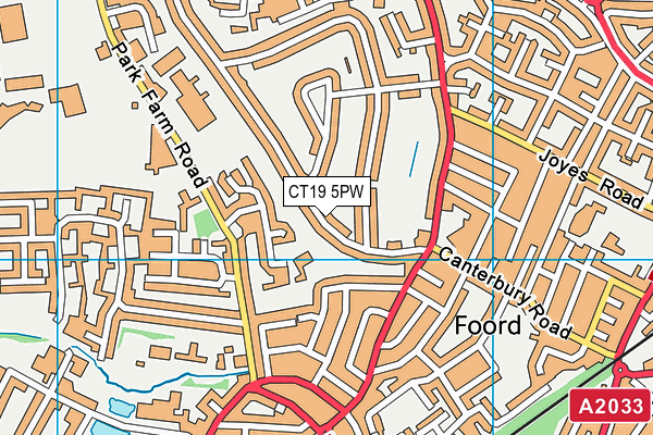 CT19 5PW map - OS VectorMap District (Ordnance Survey)