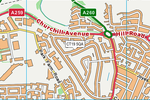 CT19 5QA map - OS VectorMap District (Ordnance Survey)