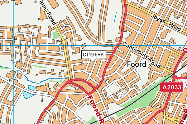 CT19 5RA map - OS VectorMap District (Ordnance Survey)