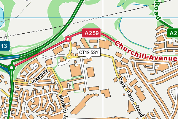 CT19 5SY map - OS VectorMap District (Ordnance Survey)