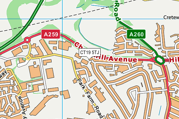 CT19 5TJ map - OS VectorMap District (Ordnance Survey)