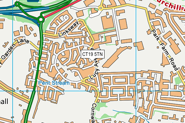 CT19 5TN map - OS VectorMap District (Ordnance Survey)