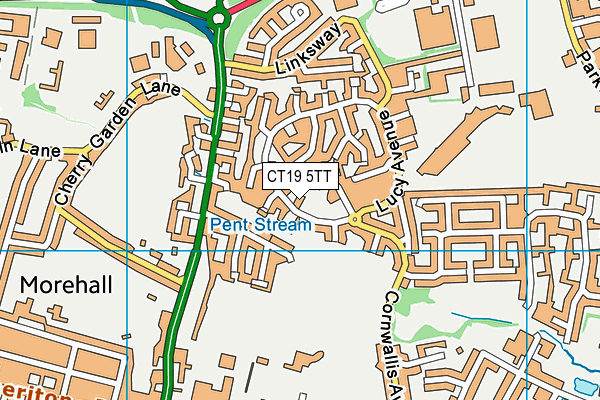 CT19 5TT map - OS VectorMap District (Ordnance Survey)