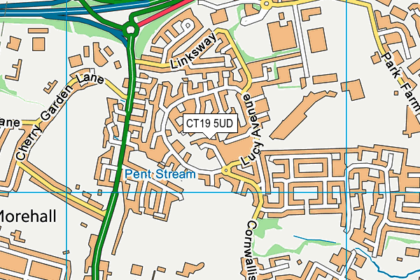 CT19 5UD map - OS VectorMap District (Ordnance Survey)