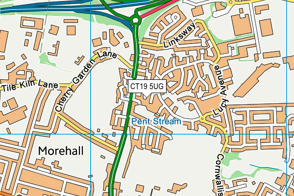 CT19 5UG map - OS VectorMap District (Ordnance Survey)