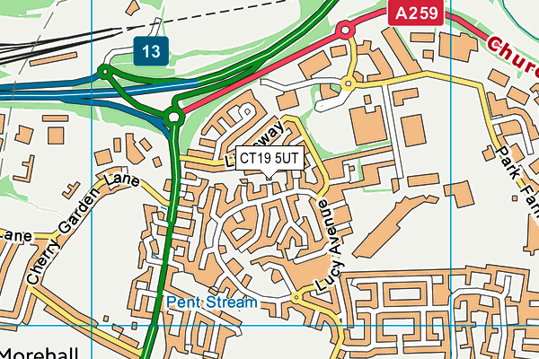 CT19 5UT map - OS VectorMap District (Ordnance Survey)