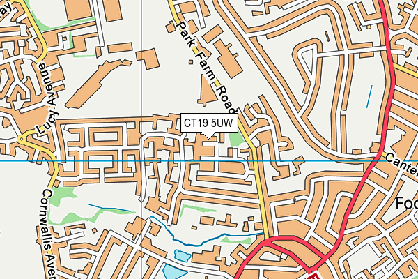 CT19 5UW map - OS VectorMap District (Ordnance Survey)
