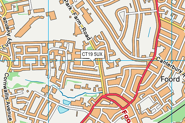 CT19 5UX map - OS VectorMap District (Ordnance Survey)