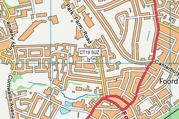 CT19 5UZ map - OS VectorMap District (Ordnance Survey)