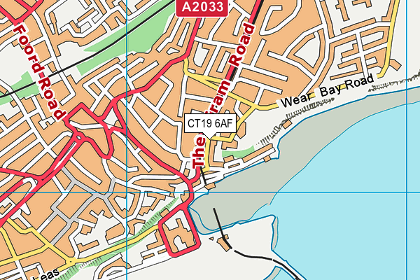 CT19 6AF map - OS VectorMap District (Ordnance Survey)