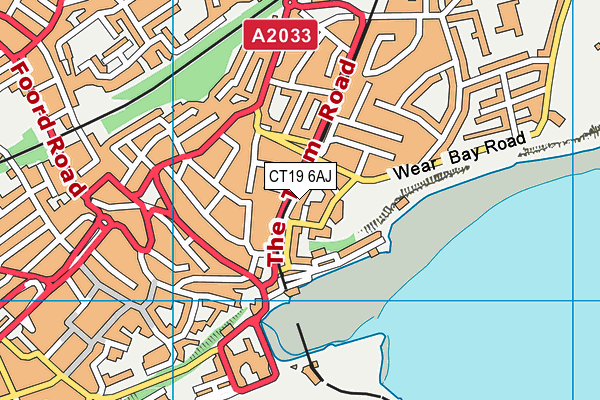 CT19 6AJ map - OS VectorMap District (Ordnance Survey)