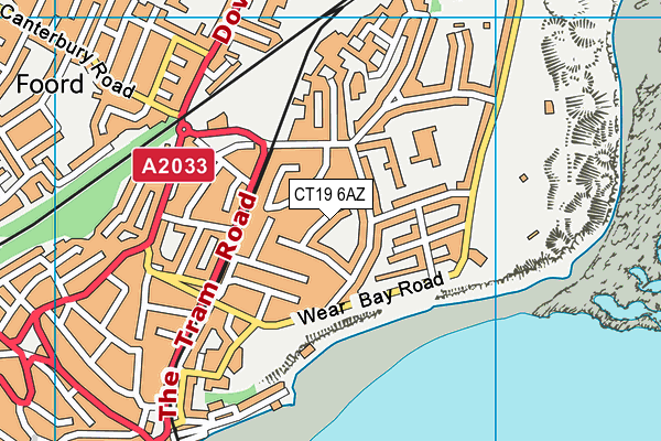 CT19 6AZ map - OS VectorMap District (Ordnance Survey)