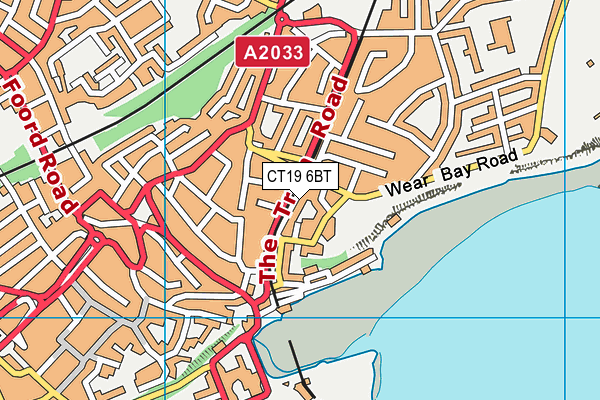 CT19 6BT map - OS VectorMap District (Ordnance Survey)