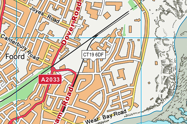 CT19 6DF map - OS VectorMap District (Ordnance Survey)