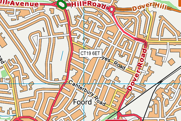 CT19 6ET map - OS VectorMap District (Ordnance Survey)