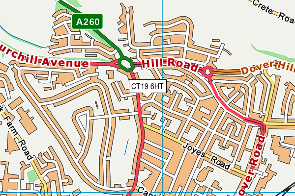 CT19 6HT map - OS VectorMap District (Ordnance Survey)