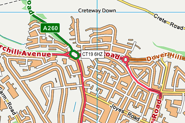 CT19 6HZ map - OS VectorMap District (Ordnance Survey)