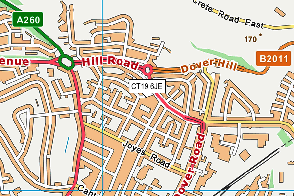 CT19 6JE map - OS VectorMap District (Ordnance Survey)