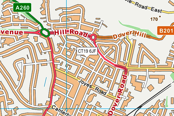 CT19 6JF map - OS VectorMap District (Ordnance Survey)