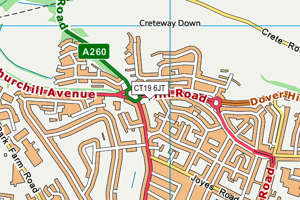 CT19 6JT map - OS VectorMap District (Ordnance Survey)