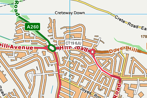 CT19 6JU map - OS VectorMap District (Ordnance Survey)