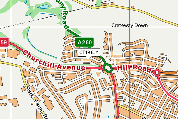 CT19 6JY map - OS VectorMap District (Ordnance Survey)