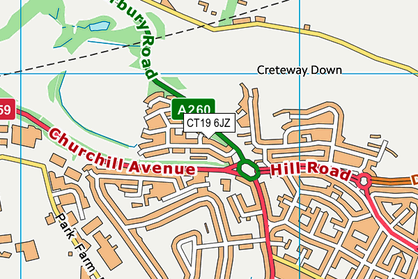 CT19 6JZ map - OS VectorMap District (Ordnance Survey)