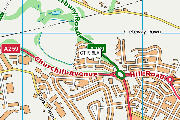 CT19 6LA map - OS VectorMap District (Ordnance Survey)