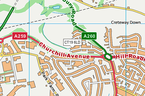 CT19 6LD map - OS VectorMap District (Ordnance Survey)