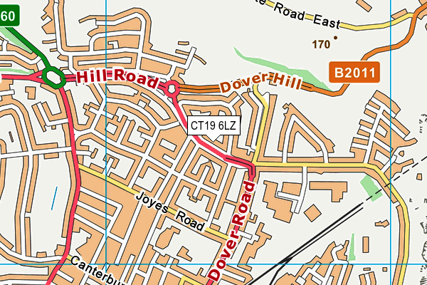 CT19 6LZ map - OS VectorMap District (Ordnance Survey)