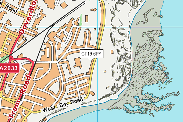 East Cliff Sports map (CT19 6PY) - OS VectorMap District (Ordnance Survey)