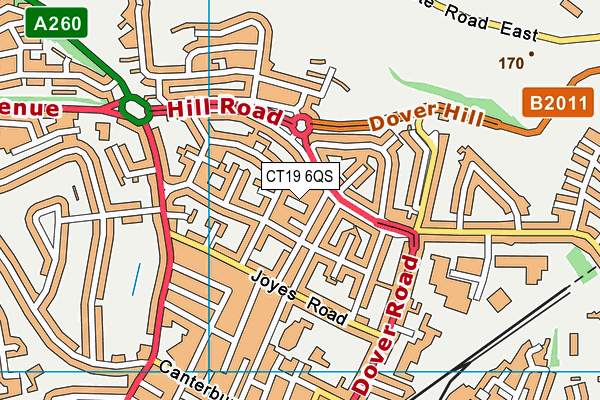 CT19 6QS map - OS VectorMap District (Ordnance Survey)