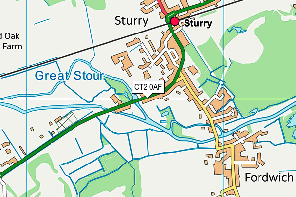 CT2 0AF map - OS VectorMap District (Ordnance Survey)