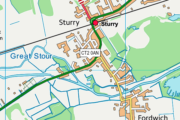 CT2 0AN map - OS VectorMap District (Ordnance Survey)