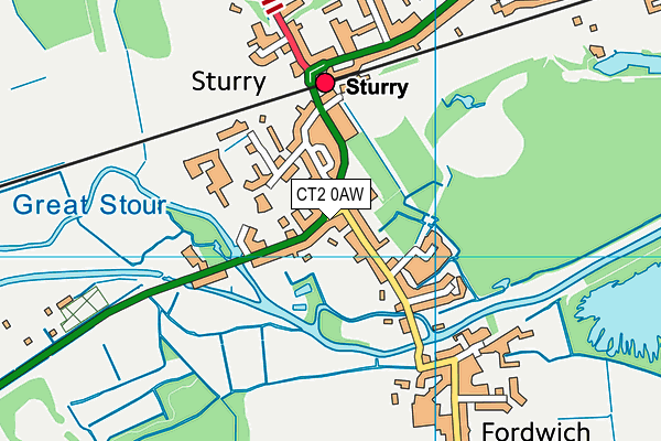 CT2 0AW map - OS VectorMap District (Ordnance Survey)