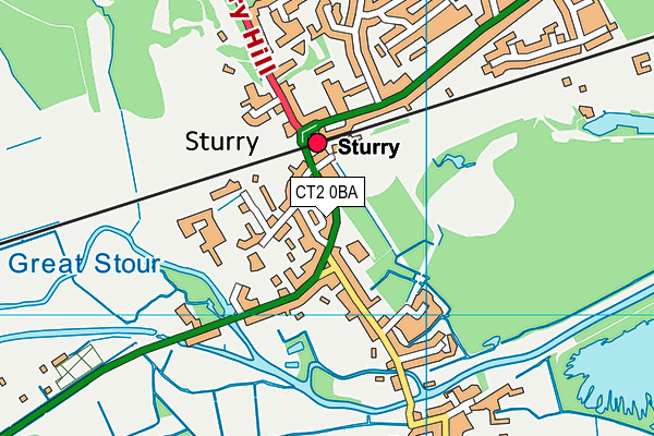 CT2 0BA map - OS VectorMap District (Ordnance Survey)