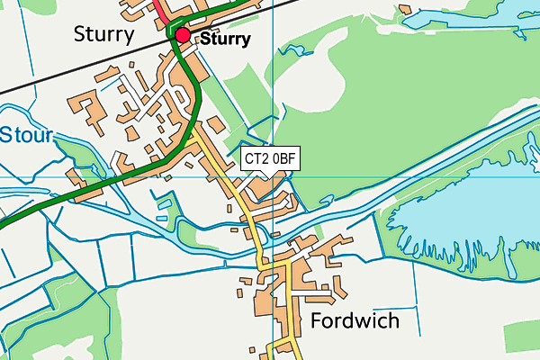 CT2 0BF map - OS VectorMap District (Ordnance Survey)