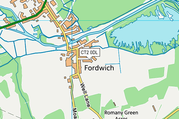 CT2 0DL map - OS VectorMap District (Ordnance Survey)