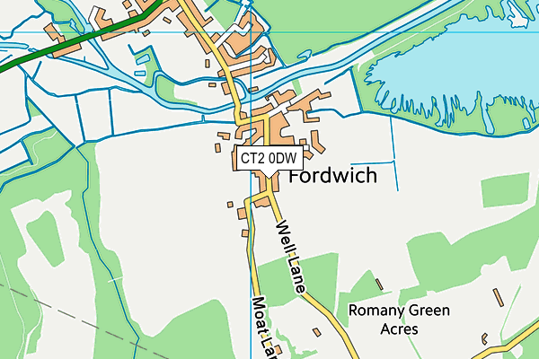 CT2 0DW map - OS VectorMap District (Ordnance Survey)