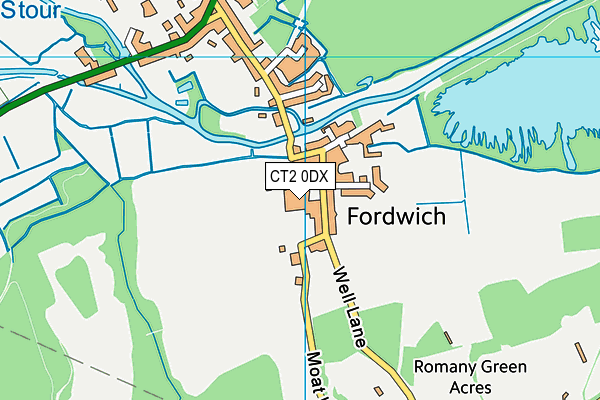 CT2 0DX map - OS VectorMap District (Ordnance Survey)