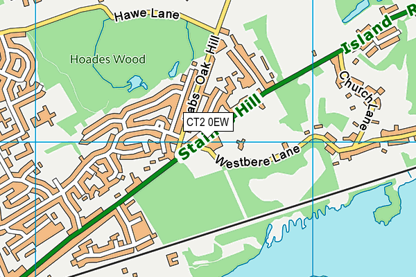 CT2 0EW map - OS VectorMap District (Ordnance Survey)