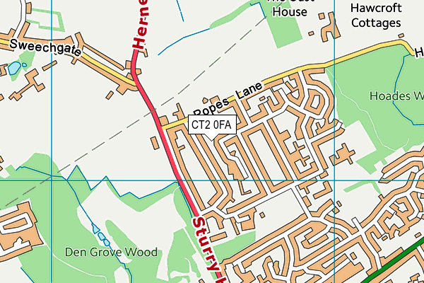 CT2 0FA map - OS VectorMap District (Ordnance Survey)