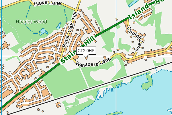 CT2 0HP map - OS VectorMap District (Ordnance Survey)