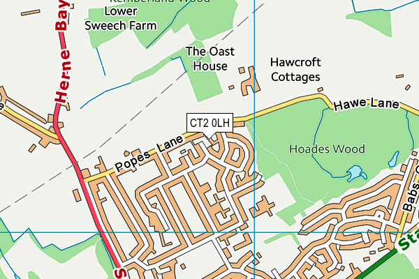 CT2 0LH map - OS VectorMap District (Ordnance Survey)