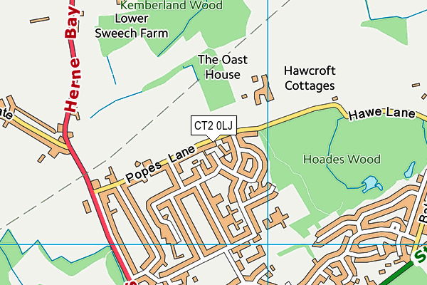 CT2 0LJ map - OS VectorMap District (Ordnance Survey)