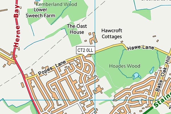 CT2 0LL map - OS VectorMap District (Ordnance Survey)